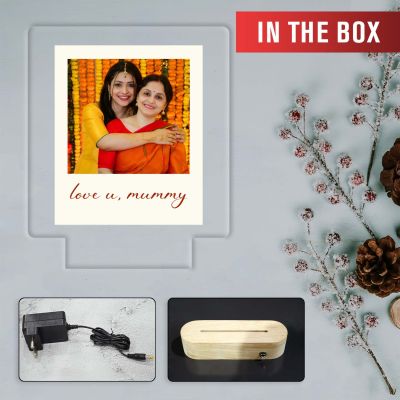 Personalized Led Photo Frame Lamp with Warm White Light & Wooden Stand Birthday Gift for Mom from Daughter Mothers Day Gift Memorable Gift for Mom